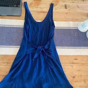Satin Royal Blue Tie Mini Dress